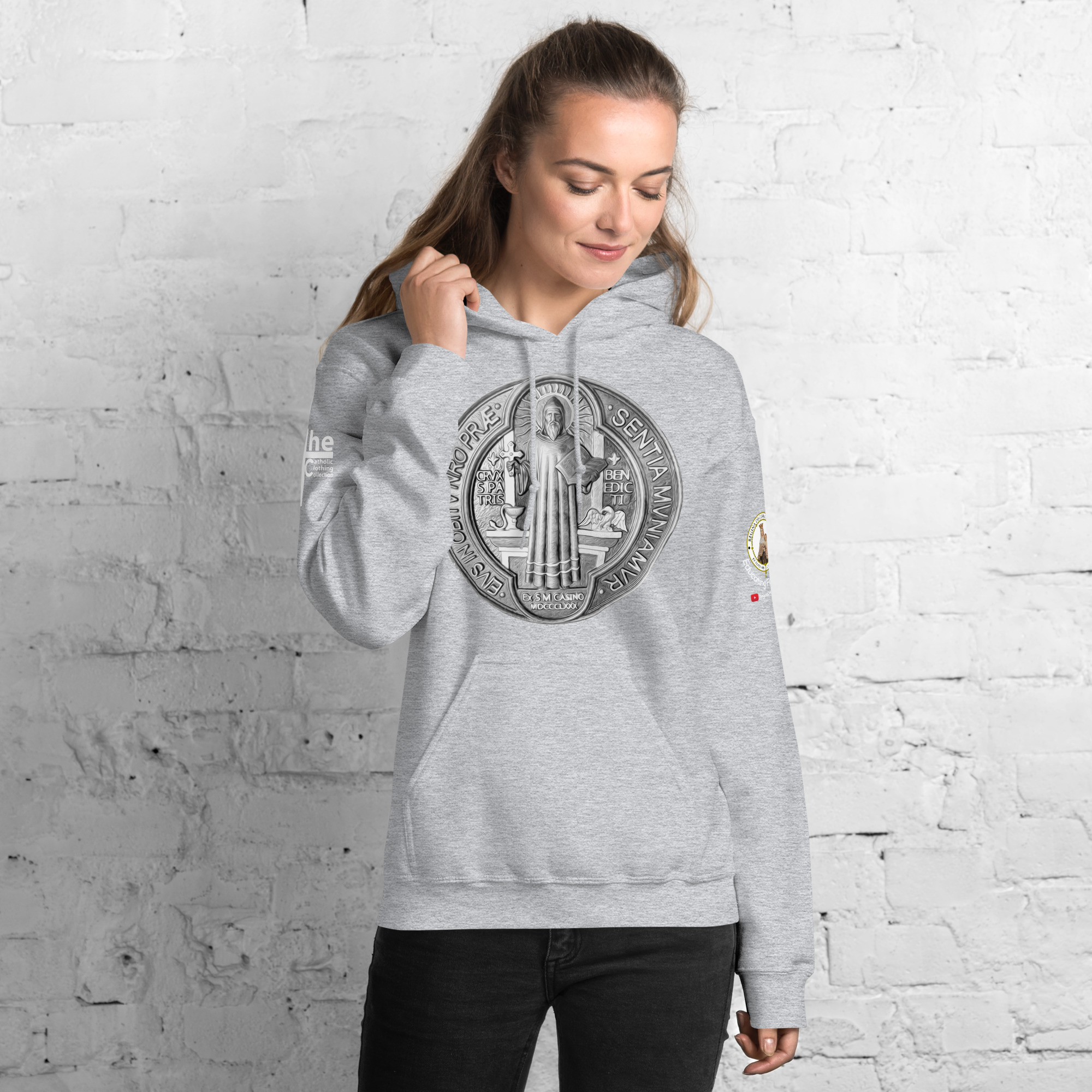 st benedict medal women's hoodie st benedict medal women's hoodie