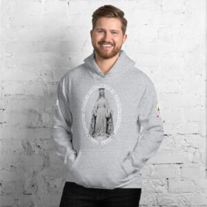 miraculous medal (coloured hearts) men's hoodie