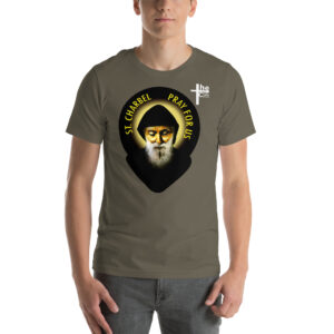 st charbel's pray for us men's t shirt