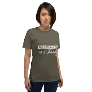 the victory of truth is charity women's christian t shirt