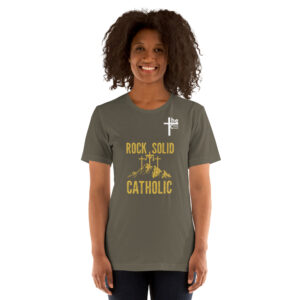rock solid catholic women's t shirt