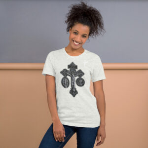 pardon crucifix women's t shirt