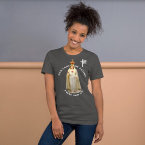 our lady of fatima pray for us women's t shirt