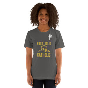 rock solid catholic women's t shirt