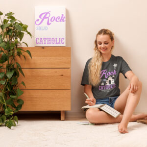 rock solid catholic women's t shirt