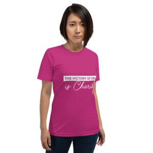 the victory of truth is charity women's christian t shirt