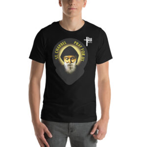 st charbel's pray for us men's t shirt