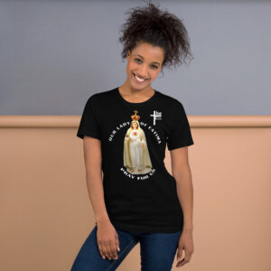 our lady of fatima pray for us women's t shirt