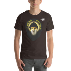 st charbel's pray for us men's t shirt