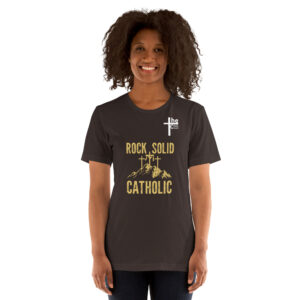 rock solid catholic women's t shirt