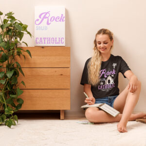 rock solid catholic women's t shirt