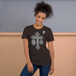 pardon crucifix women's t shirt