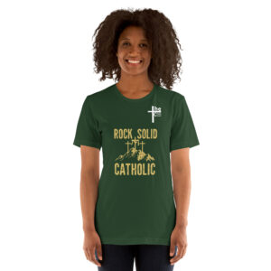 rock solid catholic women's t shirt
