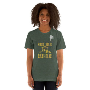 rock solid catholic women's t shirt