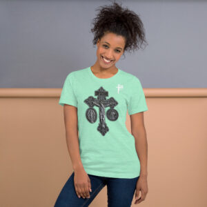pardon crucifix women's t shirt
