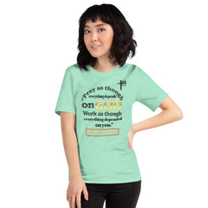 pray and work st augustine women's t shirt