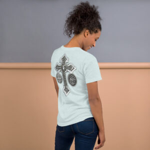pardon crucifix women's t shirt