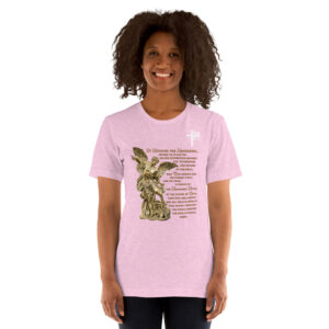 st michael archangel with prayer women's t shirt