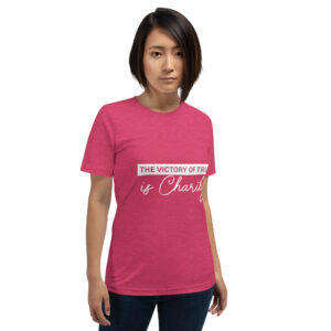the victory of truth is charity women's christian t shirt