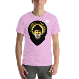 st charbel's pray for us men's t shirt