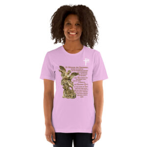 st michael archangel with prayer women's t shirt