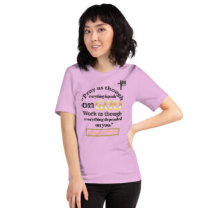 pray and work st augustine women's t shirt