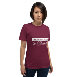 the victory of truth is charity women's christian t shirt