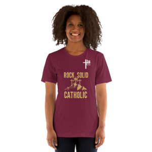rock solid catholic women's t shirt