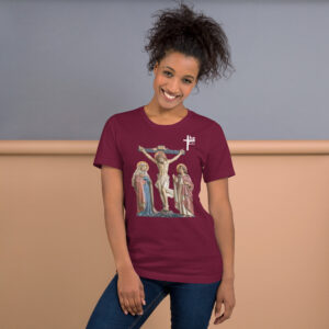 crucifixion scene women's t shirt