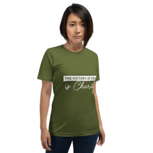 the victory of truth is charity women's christian t shirt