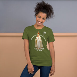 our lady of fatima pray for us women's t shirt