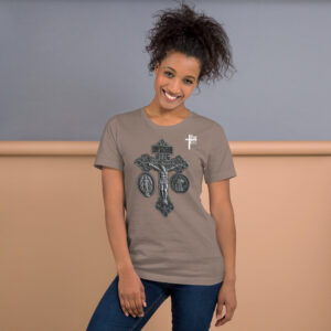 pardon crucifix women's t shirt