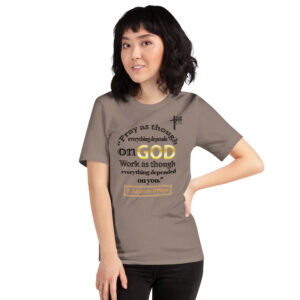 pray and work st augustine women's t shirt