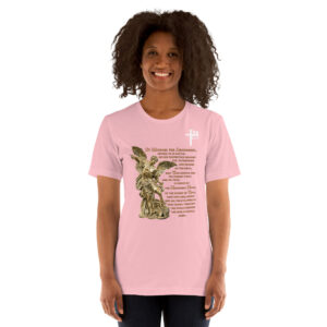 st michael archangel with prayer women's t shirt