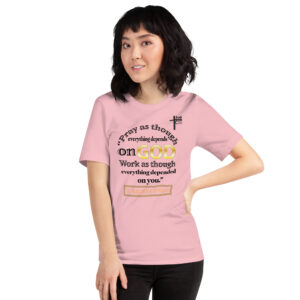 pray and work st augustine women's t shirt