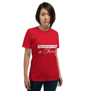 the victory of truth is charity women's christian t shirt