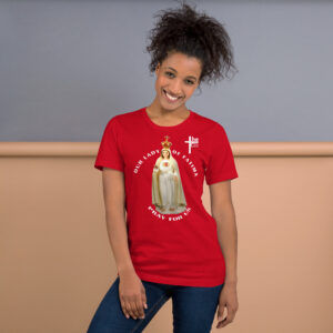 our lady of fatima pray for us women's t shirt