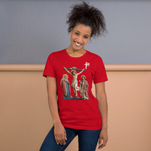 crucifixion scene women's t shirt