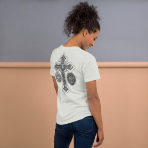 pardon crucifix women's t shirt