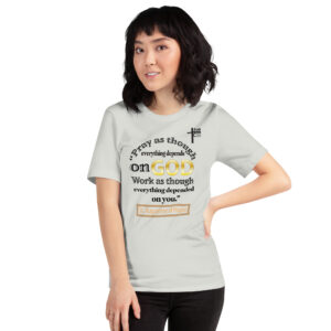 pray and work st augustine women's t shirt