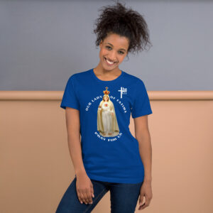 our lady of fatima pray for us women's t shirt