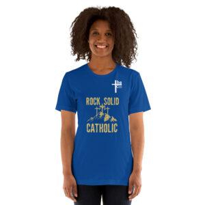 rock solid catholic women's t shirt