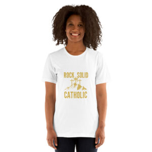 rock solid catholic women's t shirt