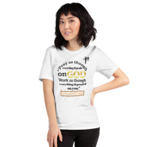 pray and work st augustine women's t shirt