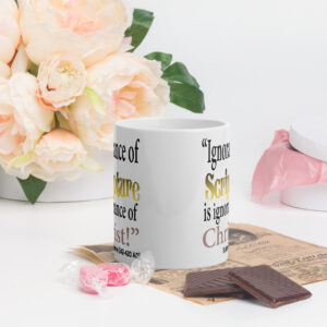 ignorance of scripture by st jerome white glossy mug