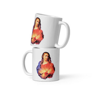 sacred heart of jesus white glossy mug