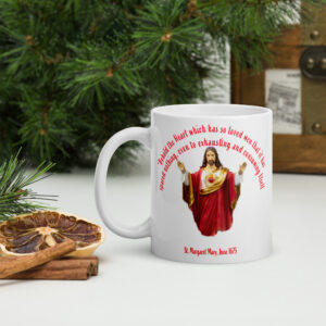 sacred heart of jesus st margaret mary, 1675 white glossy mug