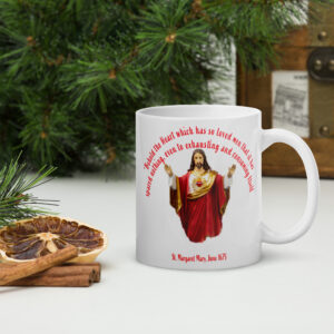 sacred heart of jesus st margaret mary, 1675 white glossy mug