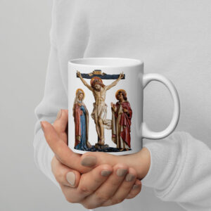 crucifixion scene white glossy mug