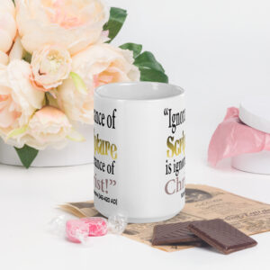 ignorance of scripture by st jerome white glossy mug